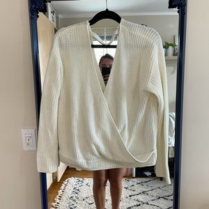 Cream Long Sleeve Sweater with Open back